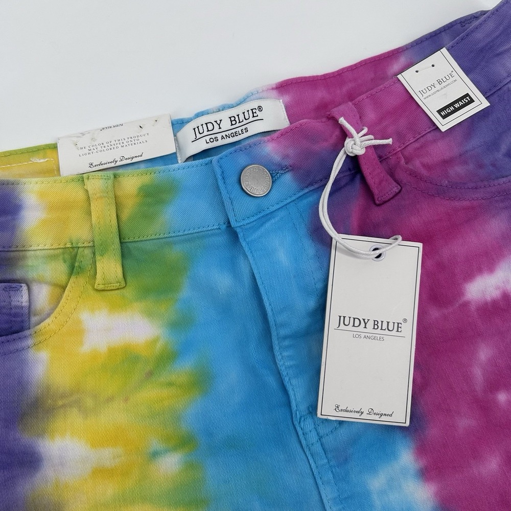Judy Blue Tie-Dye High Waist Shorts in Blue, Purple, Yellow